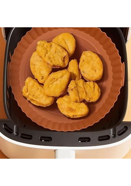 Renkli Isıya Dayanıklı Yıkanılabilir Silikon Fırın ve Airfryer Yuvarlak Pişirme Matı 20 cm
