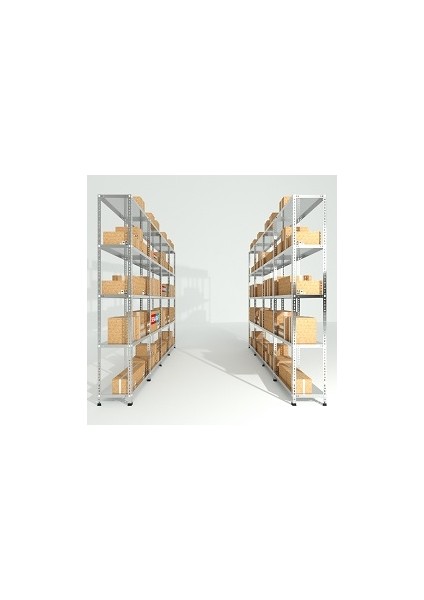 8 Katlı Galvaniz Çelik Raf - Depo, Arşiv, Kiler, Dosya, Market Rafı - 31x75 cm-200 cm-1.00 mm