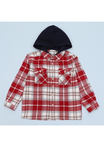 Erkek Çocuk Şardonsuz Uzun Kol Ince Gömlek - 15144 - Kırmızı