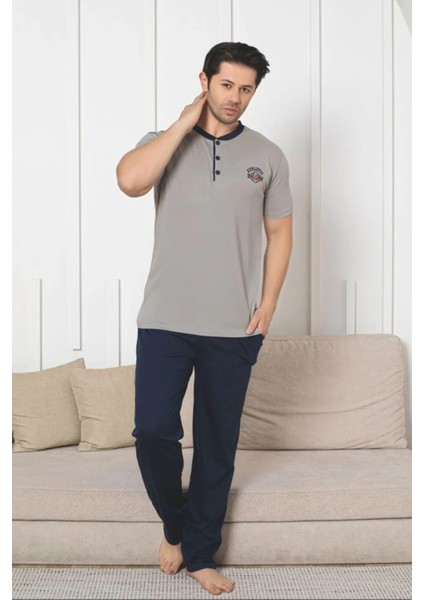 Dreamy Pamuklu Cepli Kısa Kollu Örme Erkek Pijama Takımı