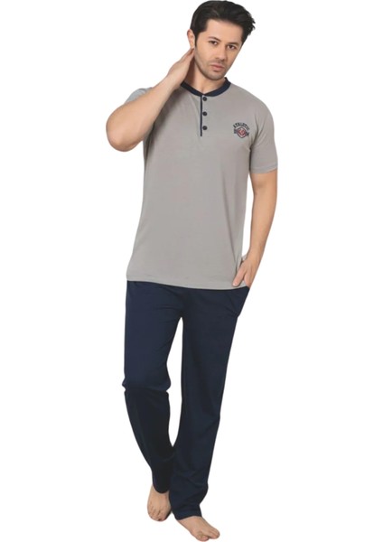 Dreamy Pamuklu Cepli Kısa Kollu Örme Erkek Pijama Takımı fırsatları