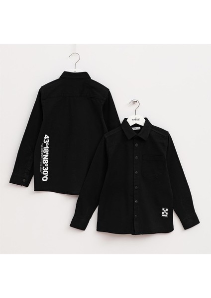 Erkek Çocuk Uzun Kol Ince Gömlek - 15203 - Siyah
