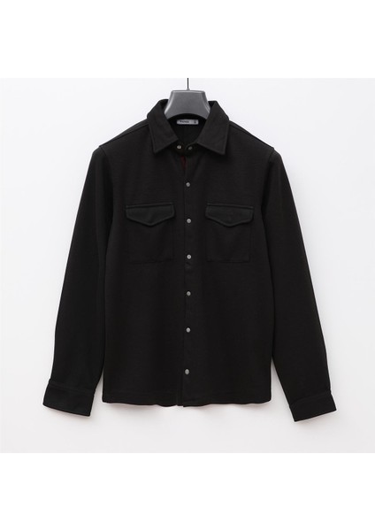 Erkek Çocuk Şardonsuz Uzun Kol Ince Gömlek - 15246 - Siyah