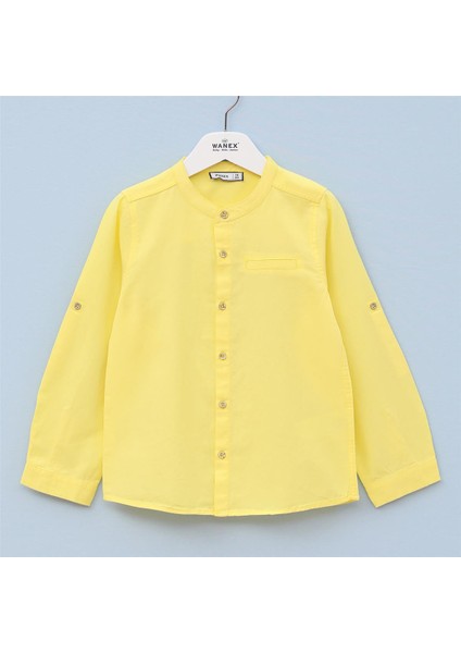 Erkek Çocuk Şardonsuz Uzun Kol Ince Gömlek - 15132 - Sarı