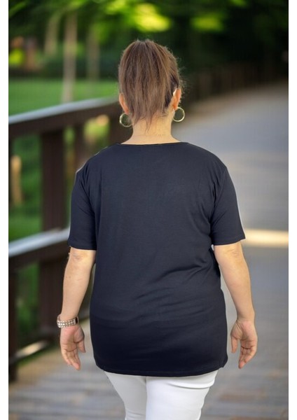 Pul Payet Taş Işlemeli Likralı Büyük Beden Bisiklet Yaka Bluz fiyatları