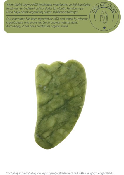 Yeşim Taşı (JADE) Tırtıklı Melek Kanadı Gua Sha Yüz Masaj Aleti Değerli Doğal Taş Sertifikalı