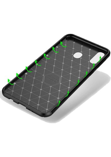 Huawei Y7 Prime 2019 Karbon Desenli Negro Silikon Kılıf