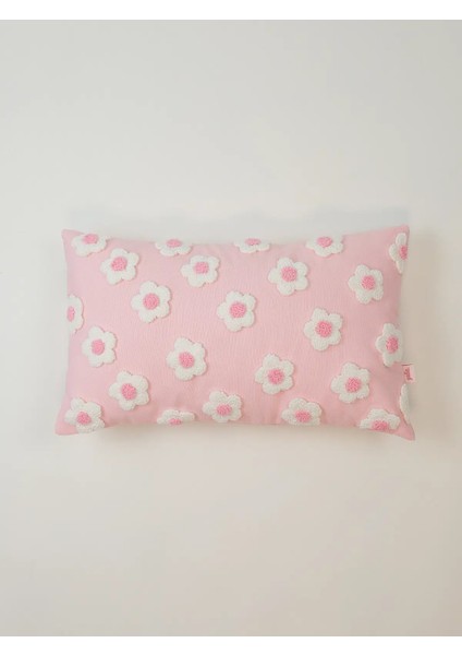 Papatya Dikdörtgen Punch Kırlent Kılıfı - Pembe