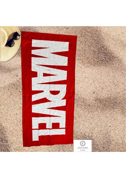 Marvel, Yazılı, Plaj, Havlusu - Kırmızı