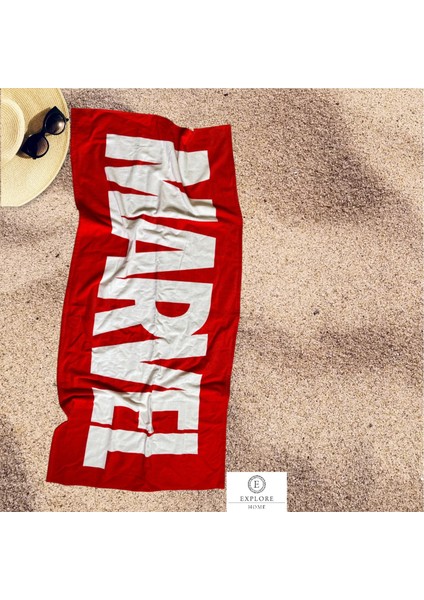 Marvel, Yazılı, Plaj, Havlusu - Kırmızı fiyatları