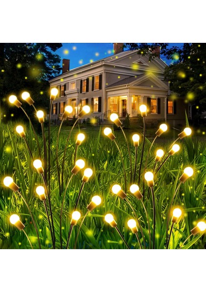 2'li Paket 6'lı Ateş Böceği Bahçe Aydınlatması Solar Bahçe Aydınlatması Güneş Enerjisi Bahçe Aydınlatması Güneş Enerjili Aydınlatma Gün Işığı Aydınlatma LED Işık Su Geçirmez Bahçe Işığı