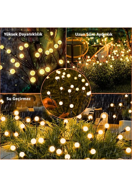 2'li Paket 6'lı Ateş Böceği Bahçe Aydınlatması Solar Bahçe Aydınlatması Güneş Enerjisi Bahçe Aydınlatması Güneş Enerjili Aydınlatma Gün Işığı Aydınlatma LED Işık Su Geçirmez Bahçe Işığı modelleri