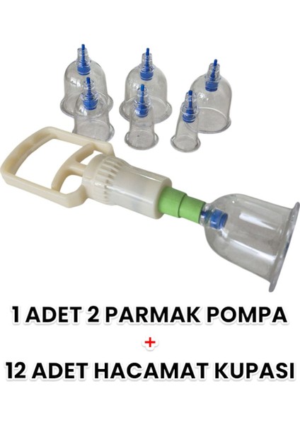 12’li Vakumlu Hacamat Kupa Seti ve 1 Adet 2 Parmak Vakum Pompası modelleri