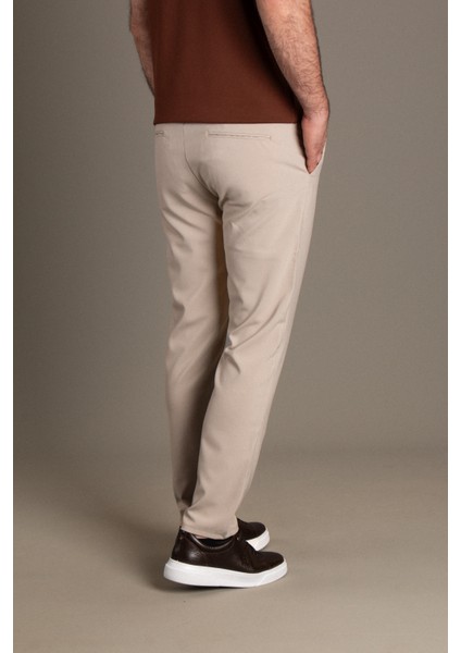 Erkek Bej Ipli Jogger Pantolon