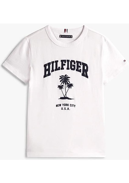 Erkek Çocuk Th Hilfiger Palm Logo T-Shirt - Beyaz indirimleri