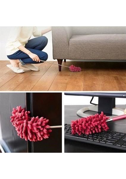 Teleskopik Mikrofiber Pratik Uzayabilen Toz Alma Fırçası Aparatı