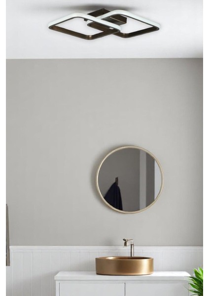 Kira Modern Tasarım Bronz Renk Salon - Mutfak - Hol Beyaz LED 2 Li Avize