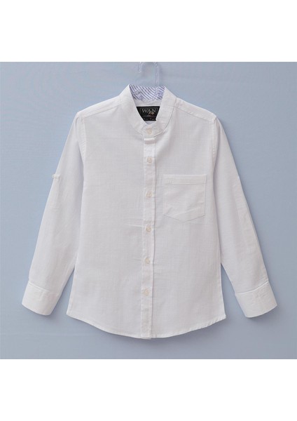 Erkek Çocuk Uzun Kol Ince Gömlek - E.G-1014 - Beyaz