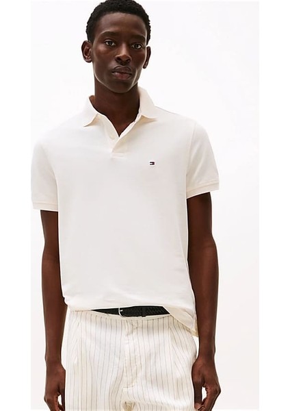 Erkek Th 1985 Regular Düz Polo T-Shirt - Ekru