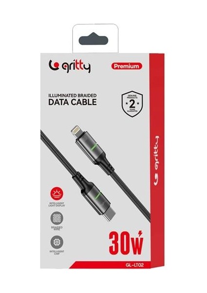 30 Type-C To Type-C Akıllı Işık Göstergeli Şarj Kablosu 1 M Siyah (GL-LT02) fiyatları