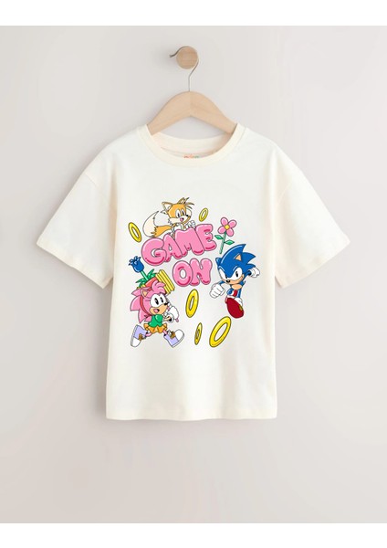 Sonic Kız Çocuk Oversize Pamuklu Tişört