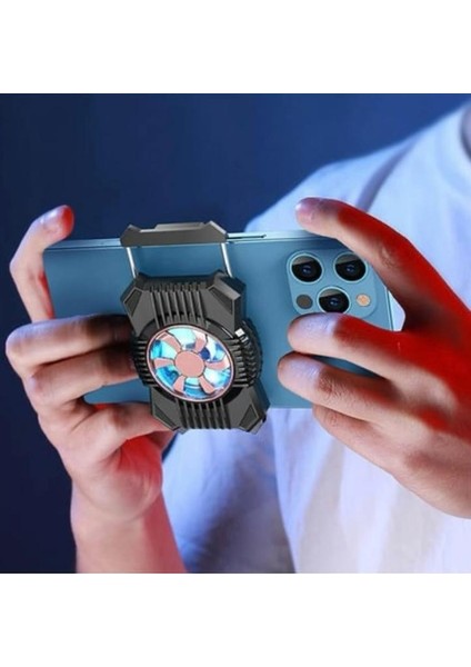 Şarjlı Işıklı Telefon Soğutucu Fan