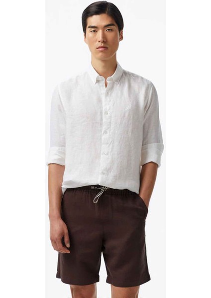 Erkek Beyaz Classic Fit Keten Gömlek W55101T.1BW