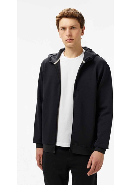 Erkek Regular Fit Kapüşonlu Sweatshirt - Siyah