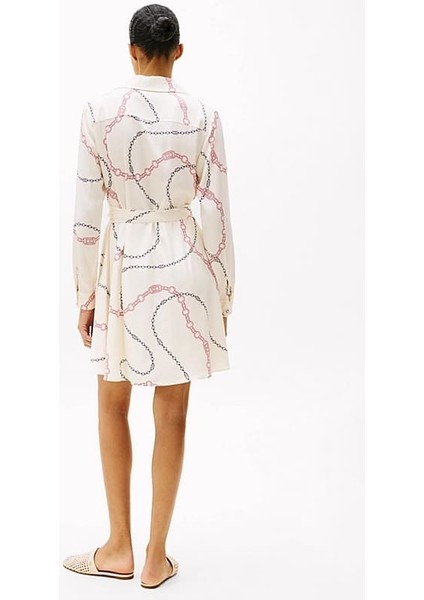 Kadın Th Fluid Viscose Mini Wrap Elbise - Ekru