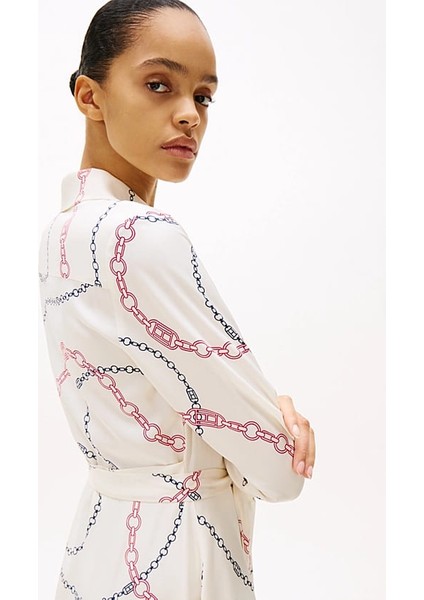 Kadın Th Fluid Viscose Mini Wrap Elbise - Ekru