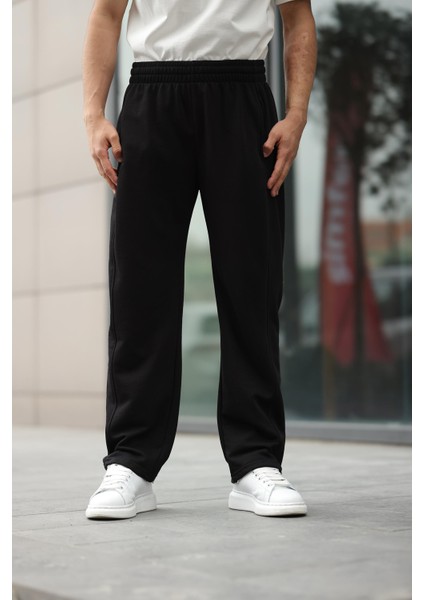 Siyah Rahat Kesim Erkek Eşofman Altı - E6560