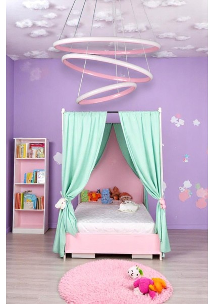 Rings Modern Tasarım Pembe Renk - Yatak Odası - Salon -Çocuk Odası - Mutfak Beyaz LED 3 Lü Avize modelleri