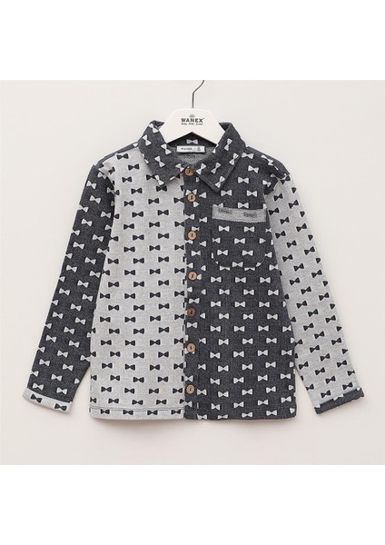 Erkek Çocuk Uzun Kol Ince Gömlek - E-038 - Indigo