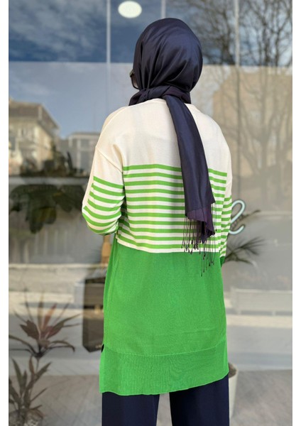 Kadın Çizgili Rayon Tunik - Benetton Yeşili modelleri