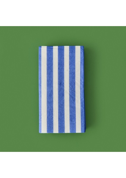 Kitchen 20'li Çizgili Desen Peçete - Mavi / Beyaz - 16X8 cm