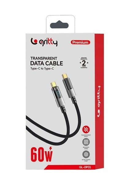 Dijital 60W Type-C To Type-C Örgülü Şarj Kablosu 1.1 M Siyah (GL-DP01)