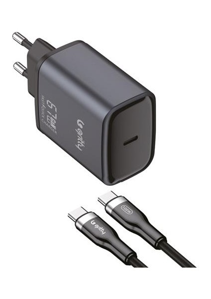 Gan 67W Notebook Şarjlı Usb-C Hızlı Şarj Aleti+Type-C To Type-C Şarj Kablosu ( 100CM) SIYAH(GC-C67CC)