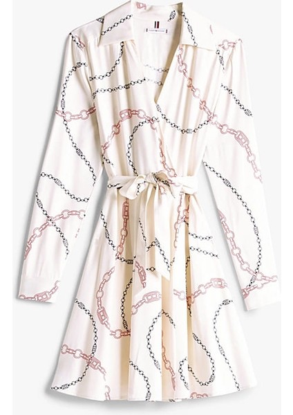 Kadın Th Fluid Viscose Mini Wrap Elbise - Ekru indirimleri