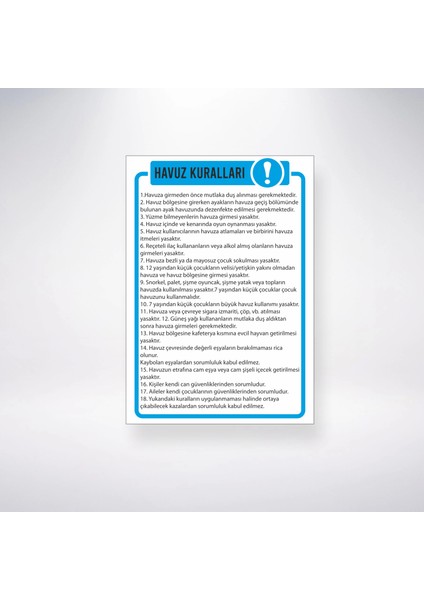 Havuz Kuralları Sticker 20X28 cm