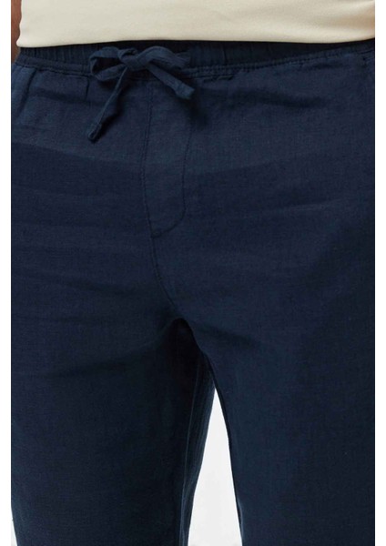Erkek Jogger Keten Pantolon - Lacivert