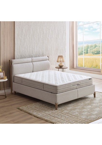 Ergonomic Air Yatak,baza,başlık 3'lü Set - Krem