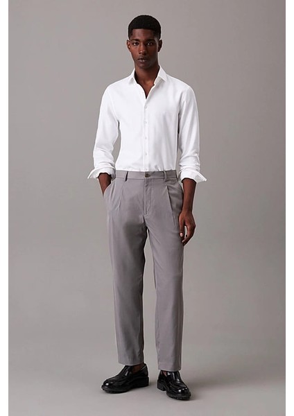 Erkek Ck Non Iron Structure Slim Gömlek - Beyaz