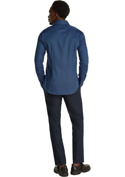 Erkek Ck Non Iron Structure Slim Gömlek - Lacivert modelleri
