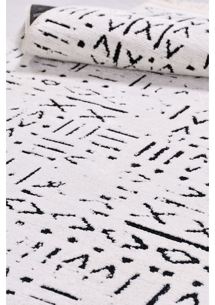 Venüs Beyaz Iskandinav Desenli Kaymaz Pamuk Kilim – Makinede Yıkanabilir, Modern ve Dayanıklı Tasarım