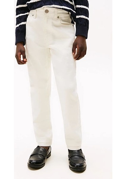 Erkek Çocuk Modern Düz Paça Jeans - Beyaz