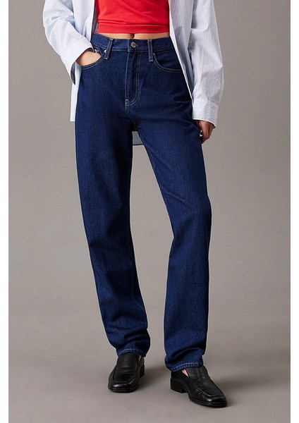Kadın Ck Authentic Slim Düz Jeans - Mavi