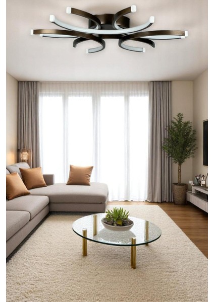 Levora Modern Tasarım - Salon - Mutfak - Yatak Odası Bronz Renk Beyaz Işıklı LED Avize