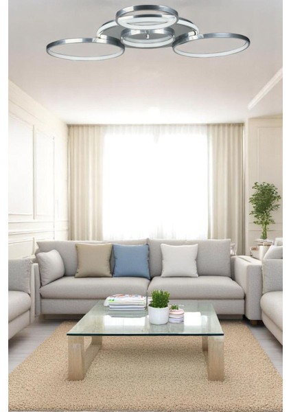 Yaman Modern Tasarım Krom Renk Beyaz Ledli Cafe - Mutfak - Salon LED Avize