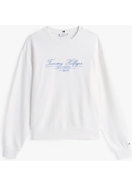 Kadın Th Regular Script Logo Sweatshirt - Ekru indirimleri