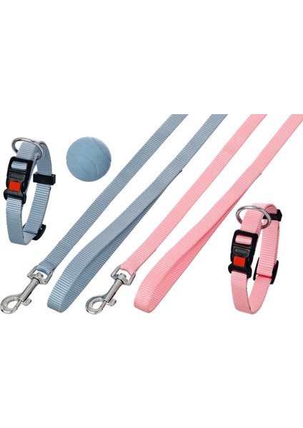 Karlıe Yavru Köpekler Boyunluk ve Tasma Seti Mavi Ynsmr